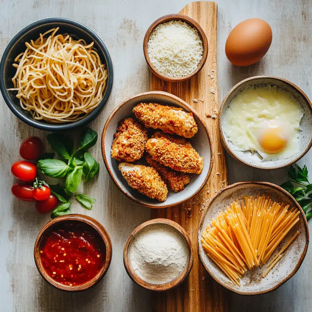 Air Fryer Delicious Chicken Parmesan Recipe to Love 6 Ingredients for Air Fryer Delicious Chicken Parmesan, including chicken, breadcrumbs, and cheese