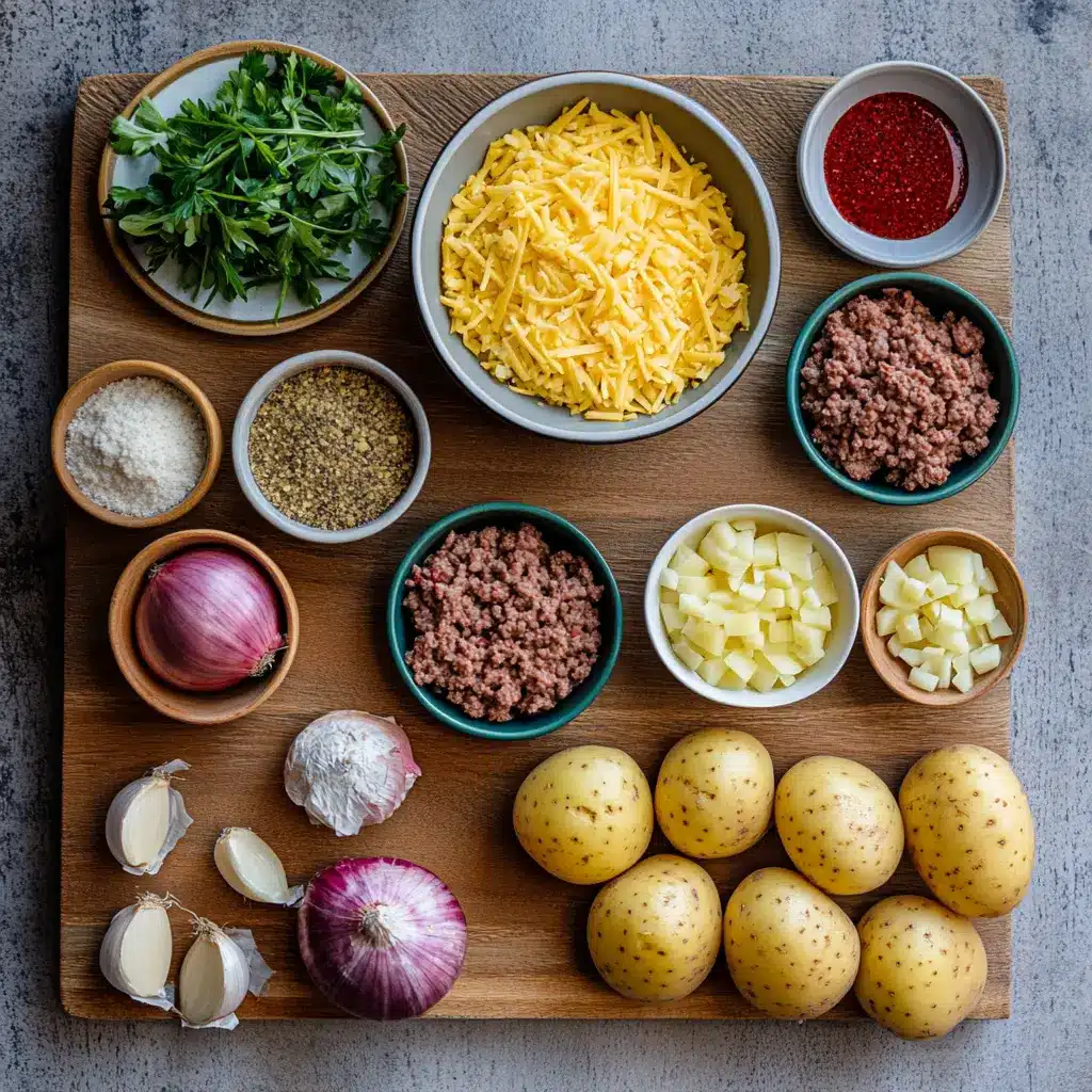 Cheesy Ground Beef and Potatoes: Ultimate Comfort Food 5 CHEESY GROUND BEEF AND POTATOES centered hero view, clean and uncluttered