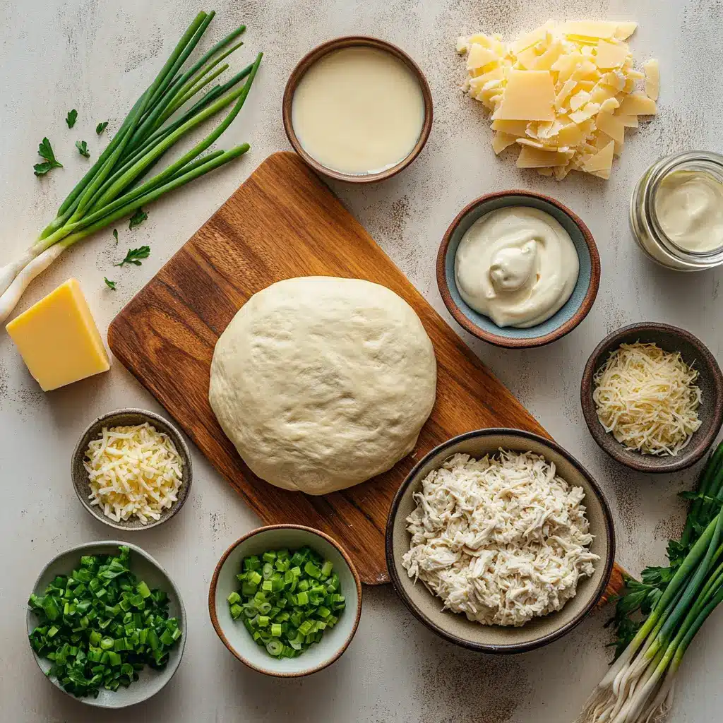 Chicken Stuffed Crescent Rolls Recipe: Easy and Delicious 5 Ingredients for chicken stuffed crescent rolls including shredded chicken, crescent dough, cheese, and green onions