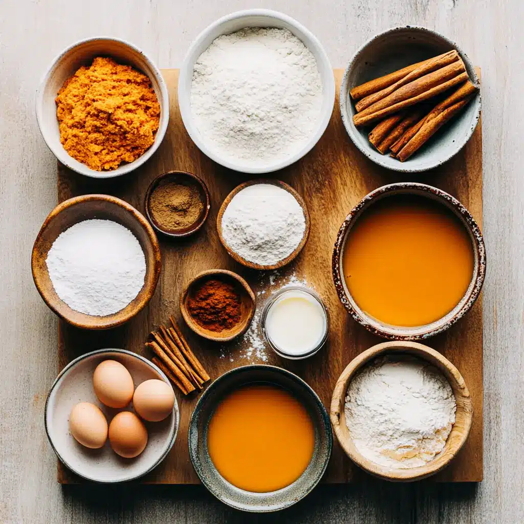 Ingredients displayed for classic pumpkin spice pancakes in kitchen setting