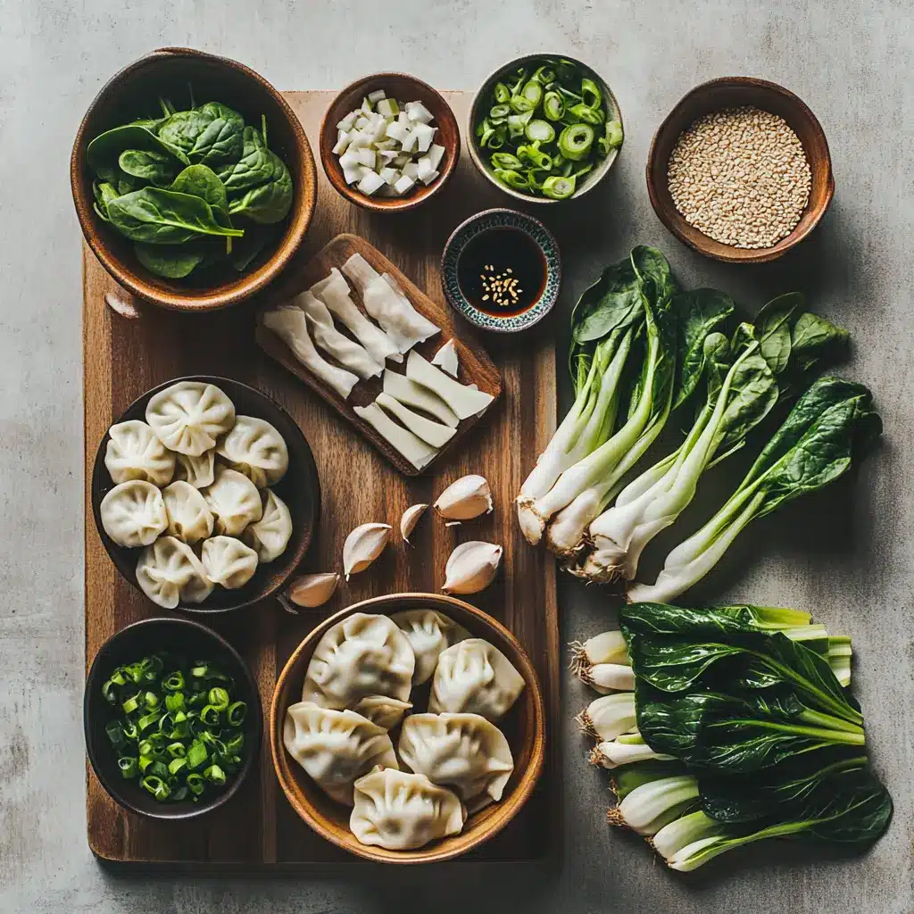 Comforting Potsticker Soup for Delicious Cozy Nights 4 A steaming bowl of comforting potsticker soup with plump dumplings, green onions, and a rich broth, garnished with sesame seeds.