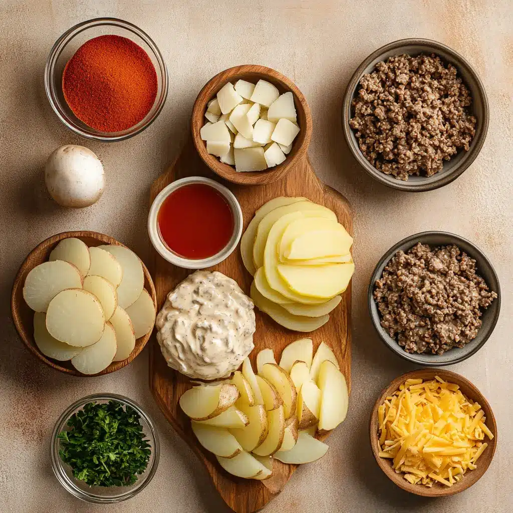 Creamy Hobo Casserole Ground Beef: Easy Delicious Recipe 6 CREAMY HOBO CASSEROLE GROUND BEEF centered hero view, clean and uncluttered