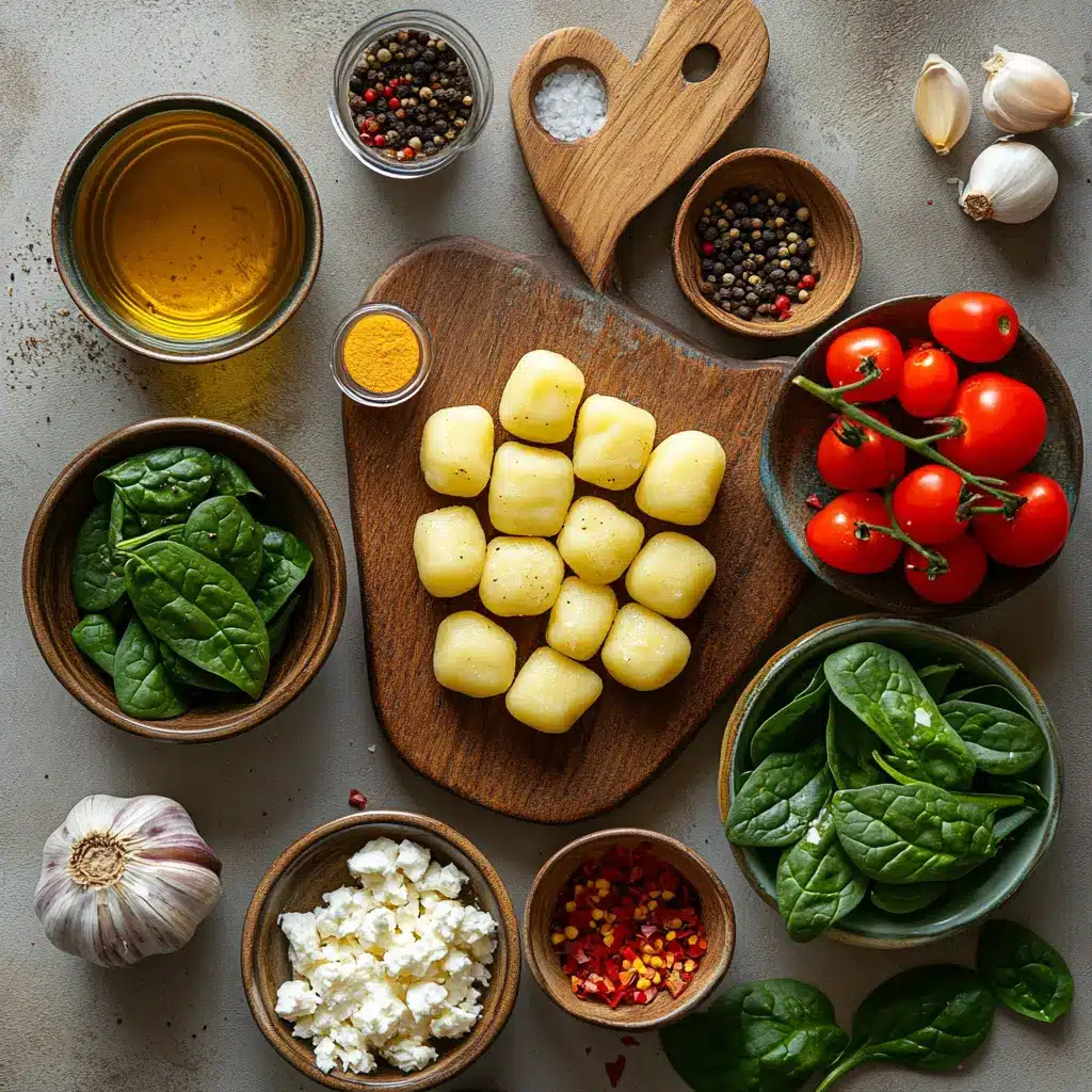 Crispy Gnocchi Spinach And Feta Recipe You Must Try 6 CRISPY GNOCCHI SPINACH AND FETA centered hero view, clean and uncluttered