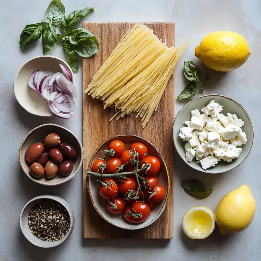 GREEK SPAGHETTI centered hero view, clean and uncluttered