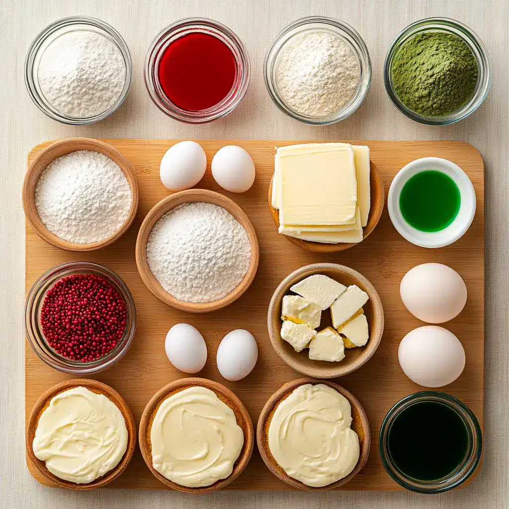 Grinch Cupcakes: Irresistible Green Festive Treats 6 Vibrant green Grinch Cupcakes with red Santa hats, a festive holiday treat.