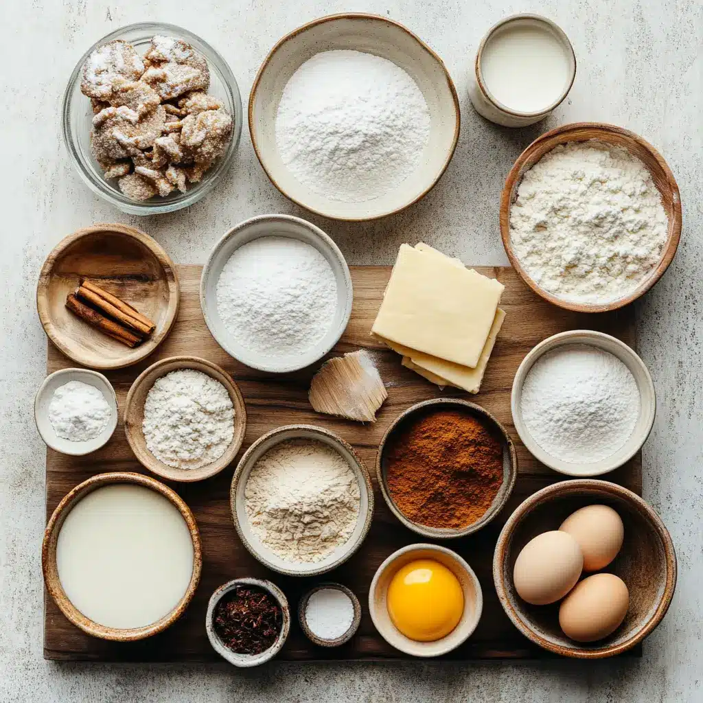 Close-up of a freshly baked Iced Cinnamon Roll Cake with visible cinnamon swirls and creamy white icing, ready to be served.