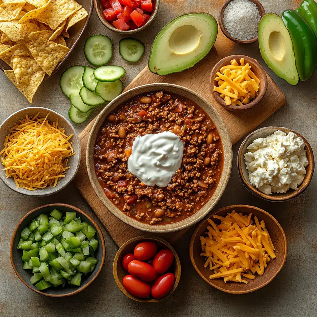 The Pioneer Woman Chili ingredients hero shot, clean and uncluttered