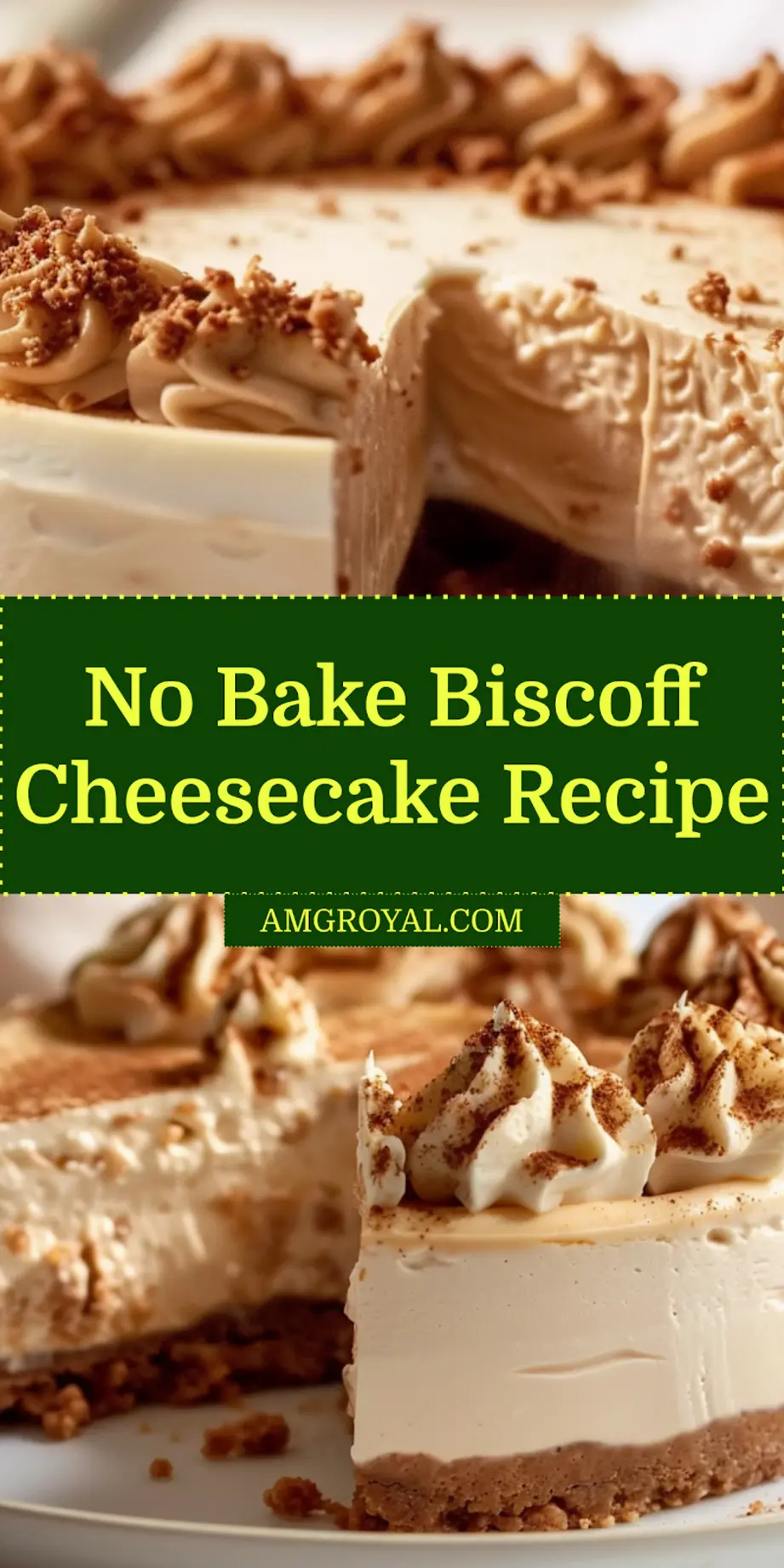 No-Bake Biscoff Cheesecake for Pinterest, clean and uncluttered