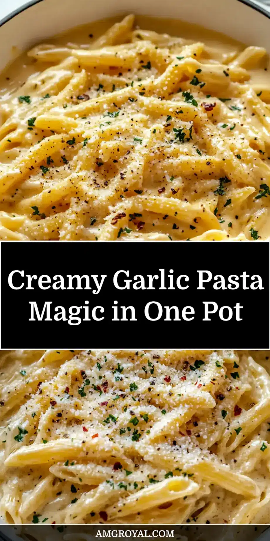 Pin this recipe for ONE POT CREAMY GARLIC PASTA with its creamy texture and vibrant flavors