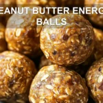PEANUT BUTTER ENERGY BALLS centered hero view, clean and uncluttered