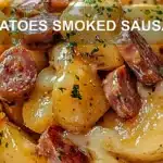 POTATOES SMOKED SAUSAGE centered hero view, clean and uncluttered
