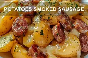 Potatoes Smoked Sausage: Easy Delicious Skillet Recipe POTATOES SMOKED SAUSAGE centered hero view, clean and uncluttered