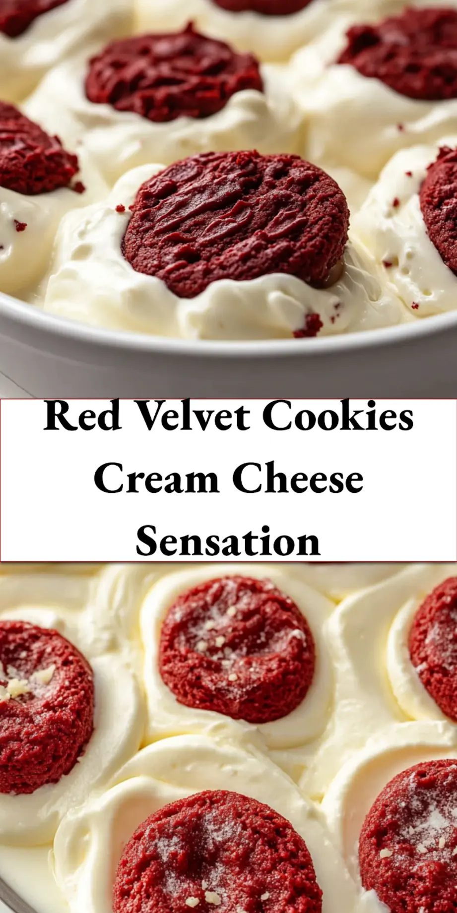 RED VELVET COOKIES CREAM CHEESE centered hero view, clean and uncluttered_pin