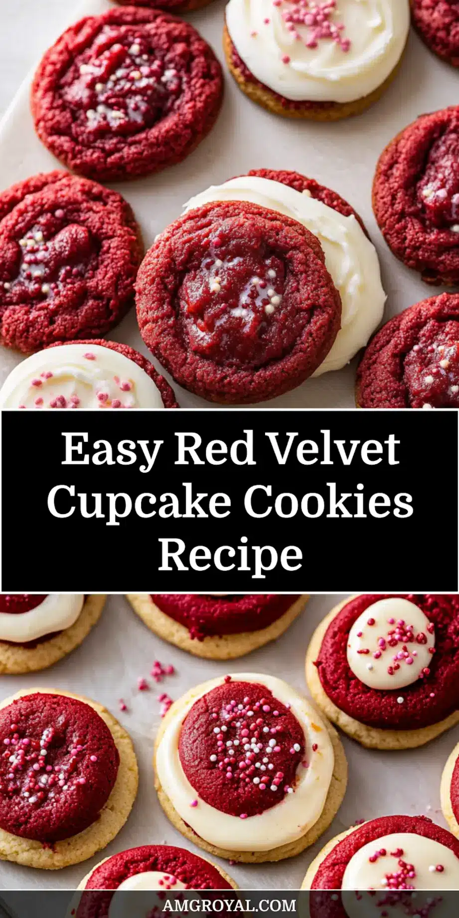 Red Velvet Cupcake Cookies Irresistible Recipe Guide Now 7 A close-up shot of a single Red Velvet Cupcake Cookie with creamy cream cheese frosting, ideal for pinning.