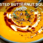 ROASTED BUTTERNUT SQUASH SOUP centered hero view, clean and uncluttered