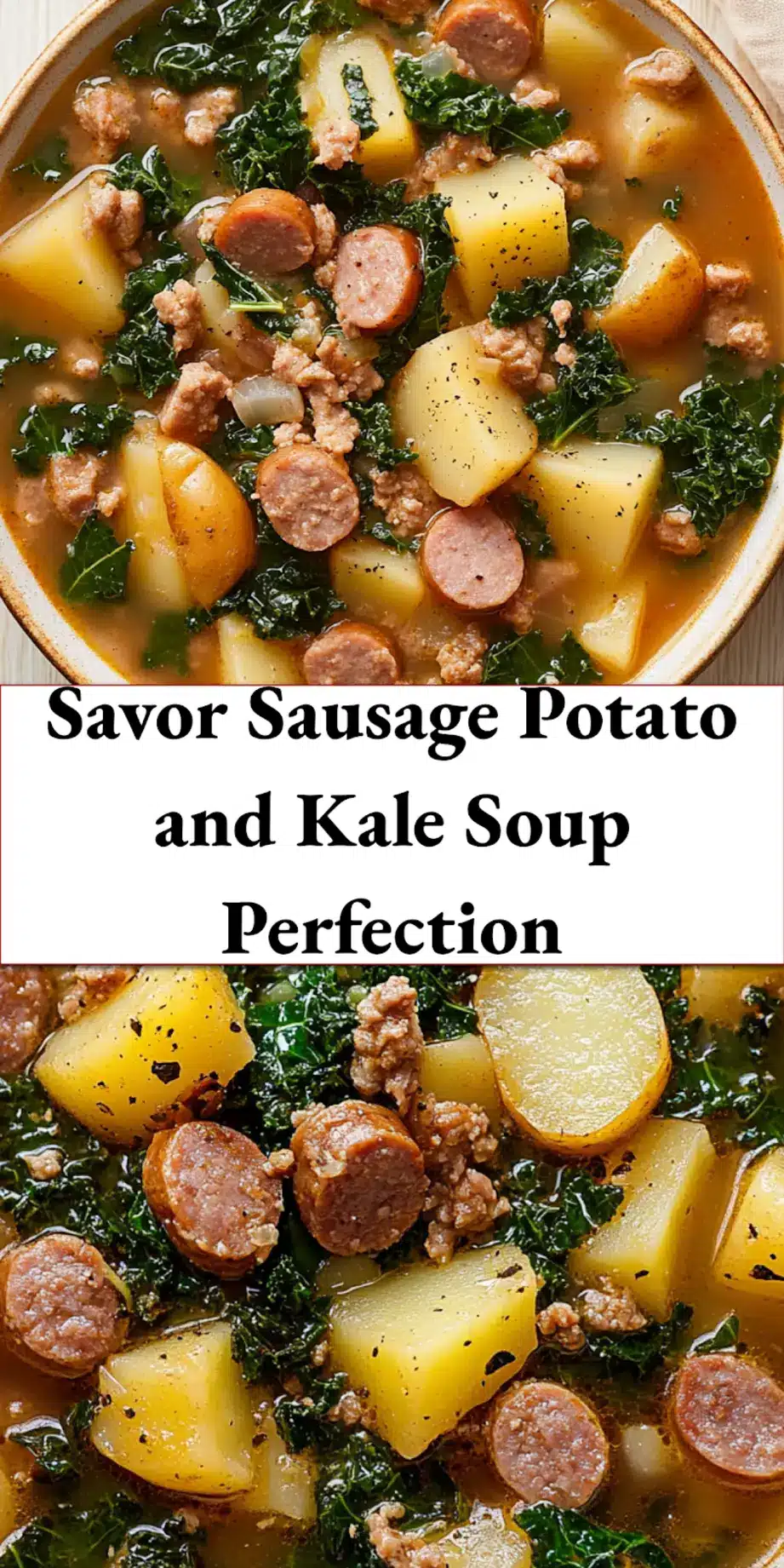 Sausage Potato and Kale Soup: A Delicious Cozy Treat 7 A comforting bowl of Sausage Potato and Kale Soup, perfect for sharing on Pinterest. Features creamy broth, savory sausage, and vibrant kale.