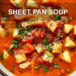 SHEET PAN SOUP centered hero view, clean and uncluttered