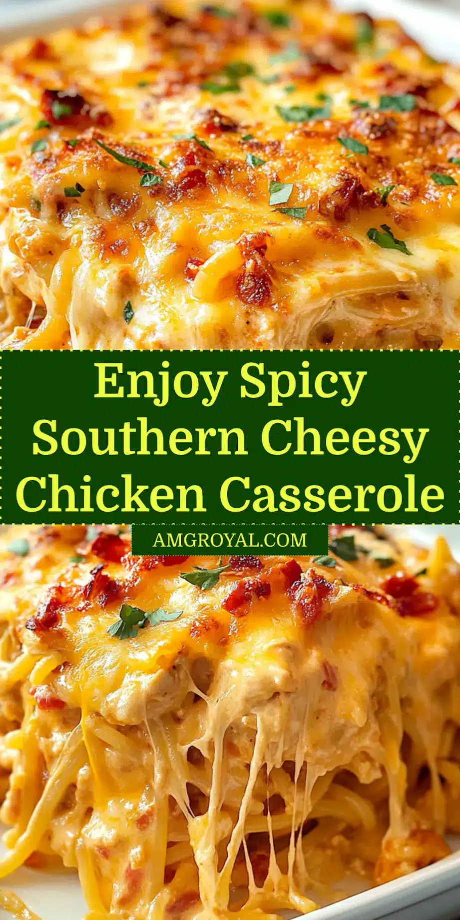 Spicy Southern Cheesy Chicken Spaghetti Casserole 6 A beautifully baked Spicy Southern Cheesy Chicken Spaghetti Casserole, golden and bubbling, ready to be served, ideal for sharing.