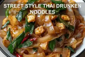 STREET STYLE THAI DRUNKEN NOODLES centered hero view, clean and uncluttered