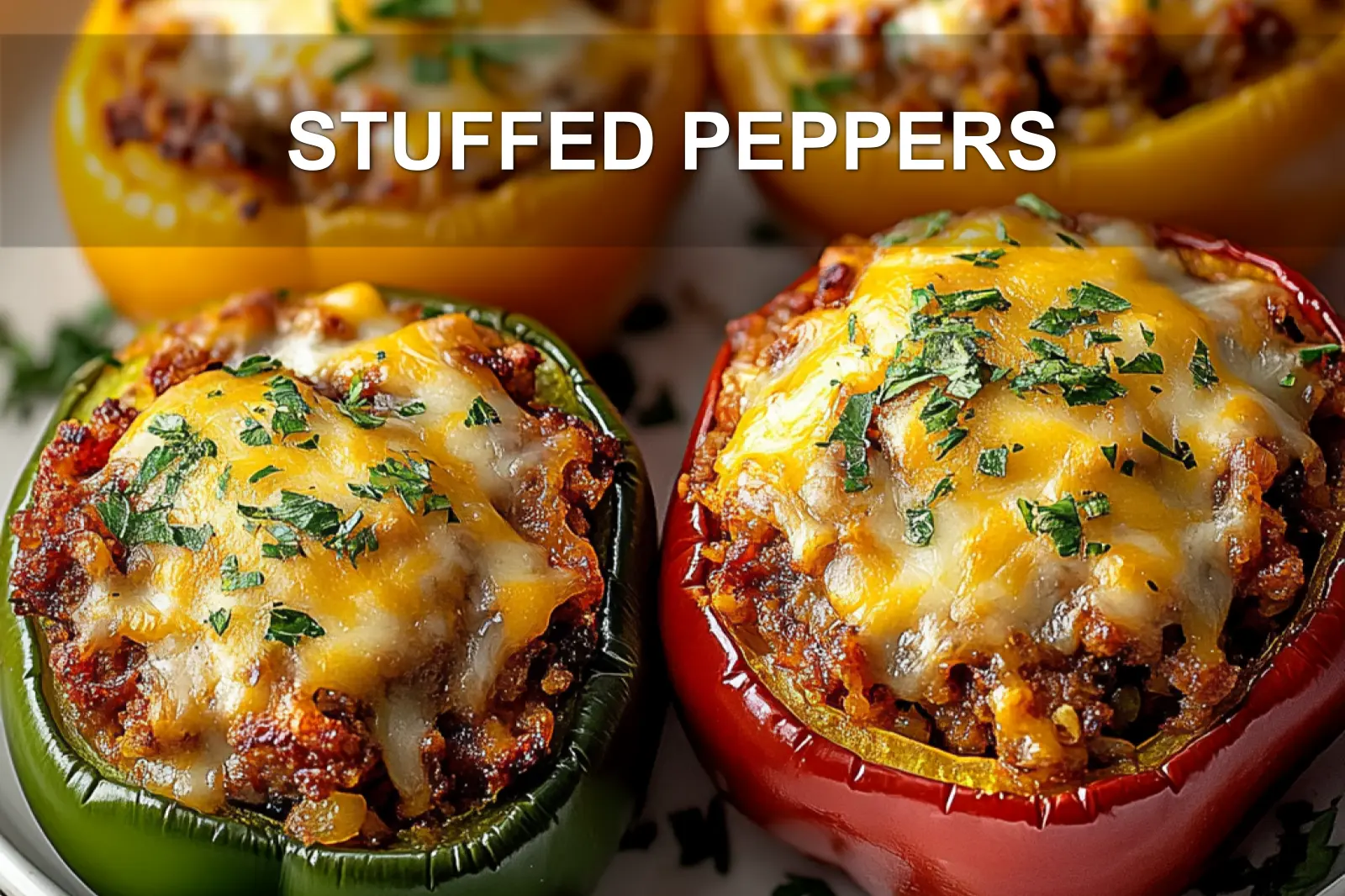 STUFFED PEPPERS centered hero view, clean and uncluttered