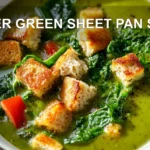 SUPER GREEN SHEET PAN SOUP centered hero view, clean and uncluttered
