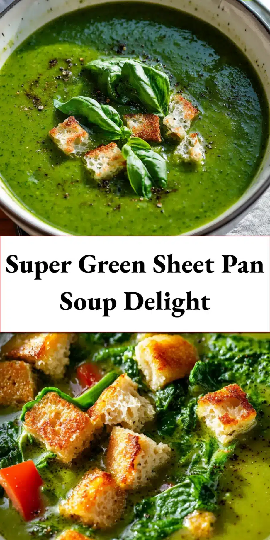 Super Green Sheet Pan Soup Quick Easy Recipes 7 SUPER GREEN SHEET PAN SOUP centered hero view, clean and uncluttered_pin