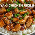 TERIYAKI CHICKEN RICE BOWL centered hero view, clean and uncluttered