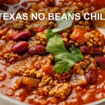 TEXAS NO BEANS CHILI centered hero view, clean and uncluttered