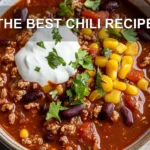 THE BEST CHILI RECIPE centered hero view, clean and uncluttered