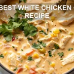THE BEST WHITE CHICKEN CHILI RECIPE centered hero view, clean and uncluttered
