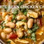 WHITE BEAN CHICKEN CHILI centered hero view, clean and uncluttered