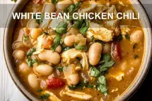 WHITE BEAN CHICKEN CHILI centered hero view, clean and uncluttered
