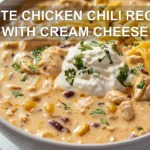 WHITE CHICKEN CHILI RECIPE WITH CREAM CHEESE centered hero view, clean and uncluttered