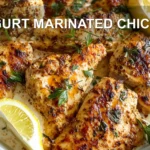 YOGURT MARINATED CHICKEN centered hero view, clean and uncluttered