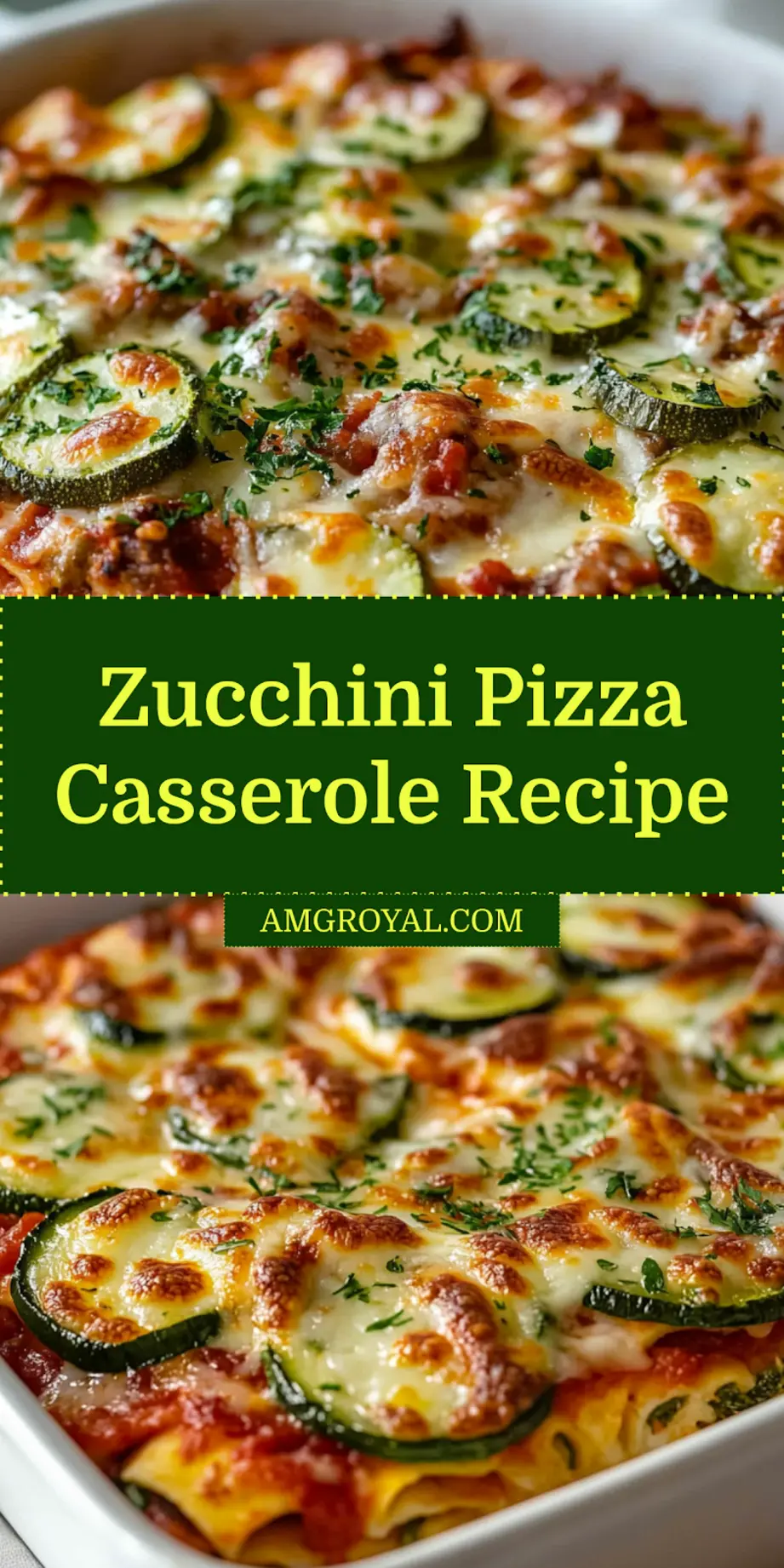 Zucchini Pizza Casserole Easy Delicious Comfort Food 6 Top-down view of baked zucchini pizza casserole with cheese bubbling and golden edges