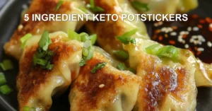 5 Ingredient Keto Potstickers Easy and Delicious 5 INGREDIENT KETO POTSTICKERS centered hero view, clean and uncluttered