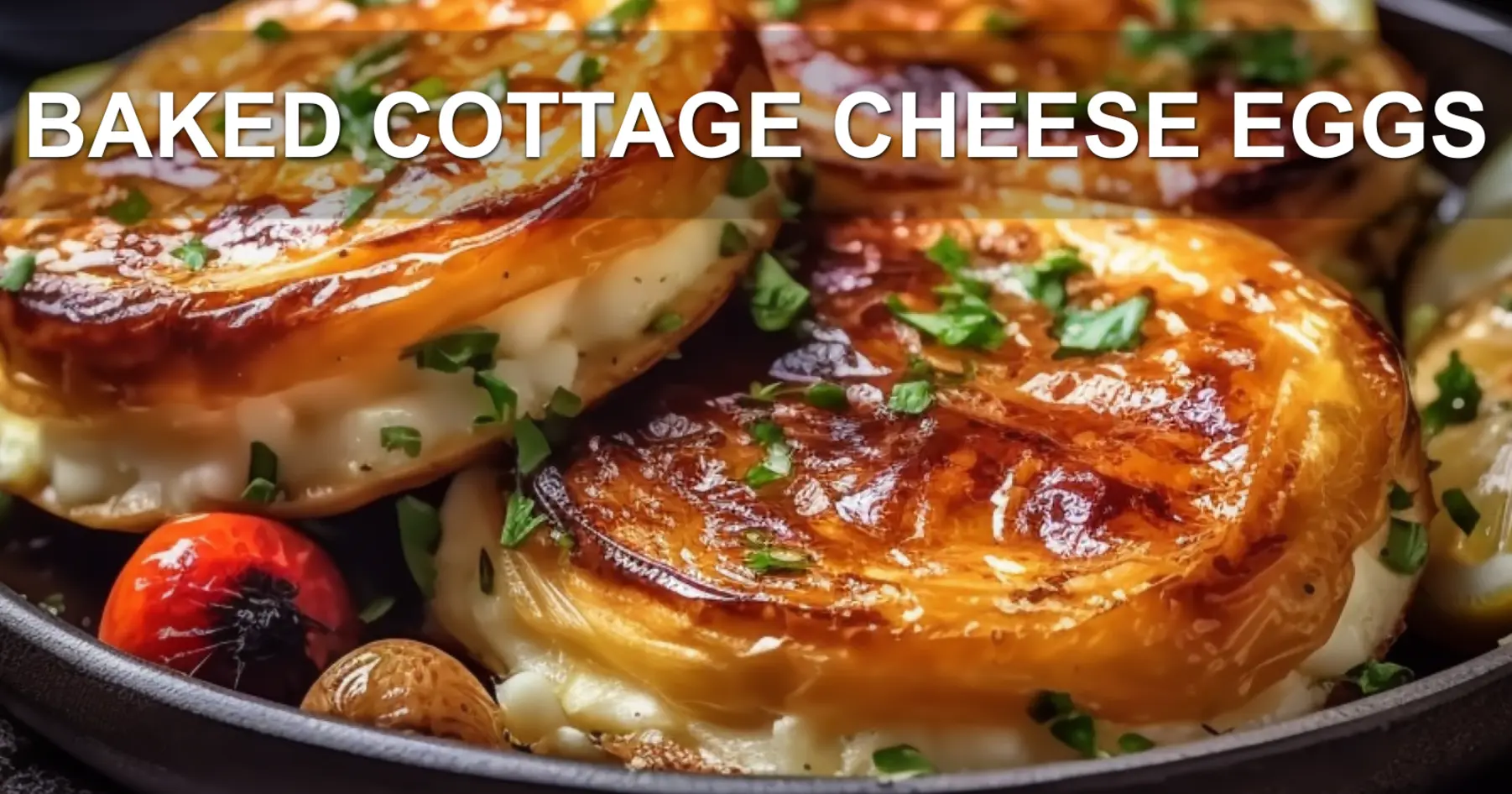 BAKED COTTAGE CHEESE EGGS centered hero view, clean and uncluttered