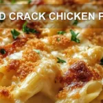 BAKED CRACK CHICKEN PENNE centered hero view, clean and uncluttered