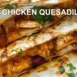 BBQ CHICKEN QUESADILLAS centered hero view, clean and uncluttered