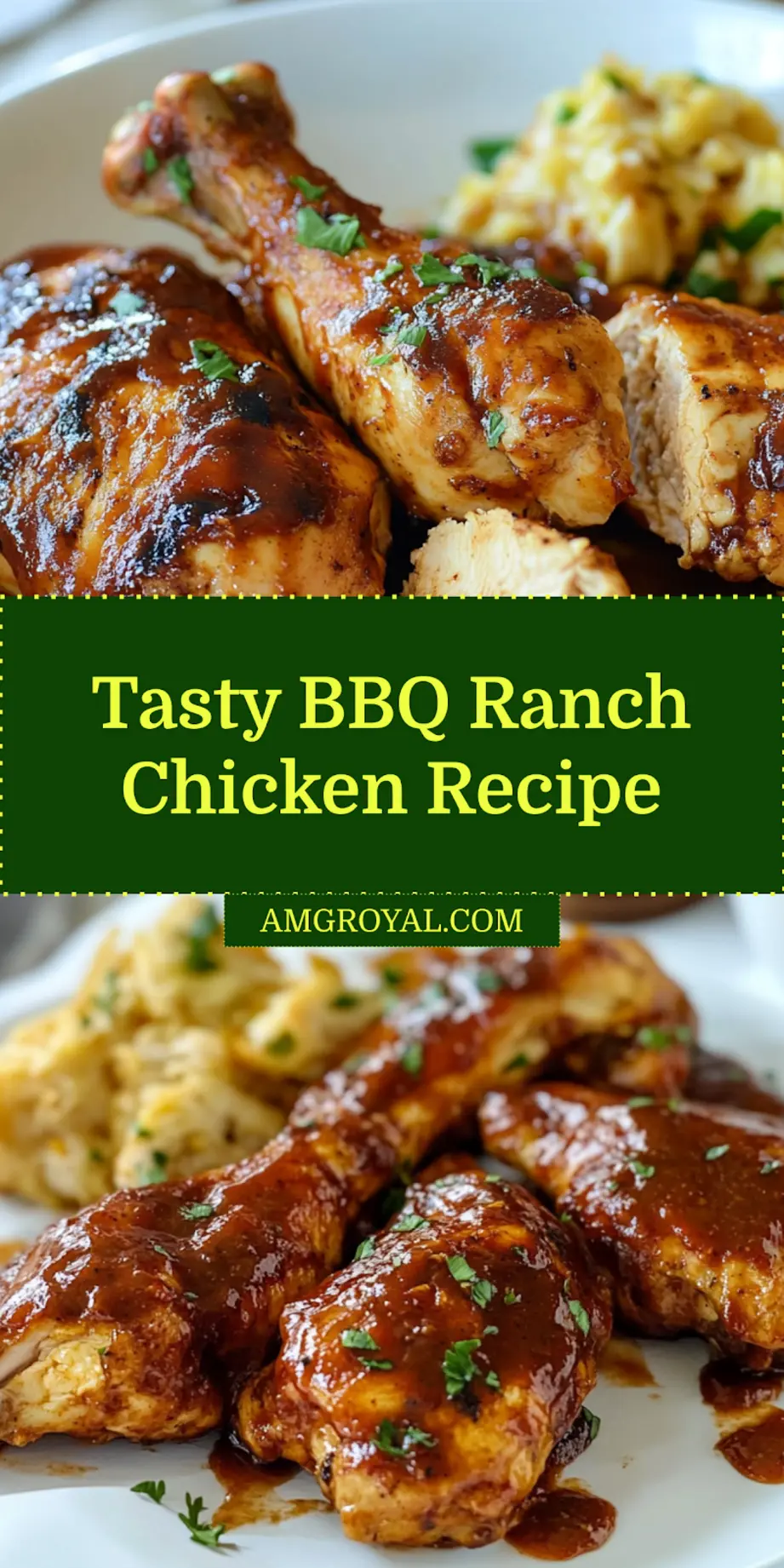 Close-up of finished BBQ Ranch Chicken showing caramelized sauce on tender chicken breast