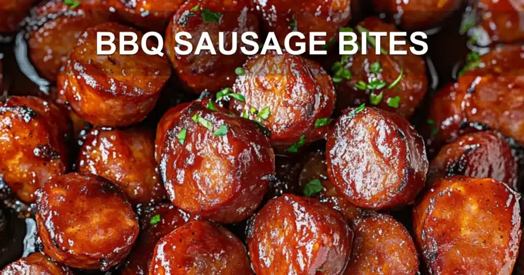 BBQ SAUSAGE BITES centered hero view, clean and uncluttered