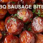 BBQ SAUSAGE BITES centered hero view, clean and uncluttered