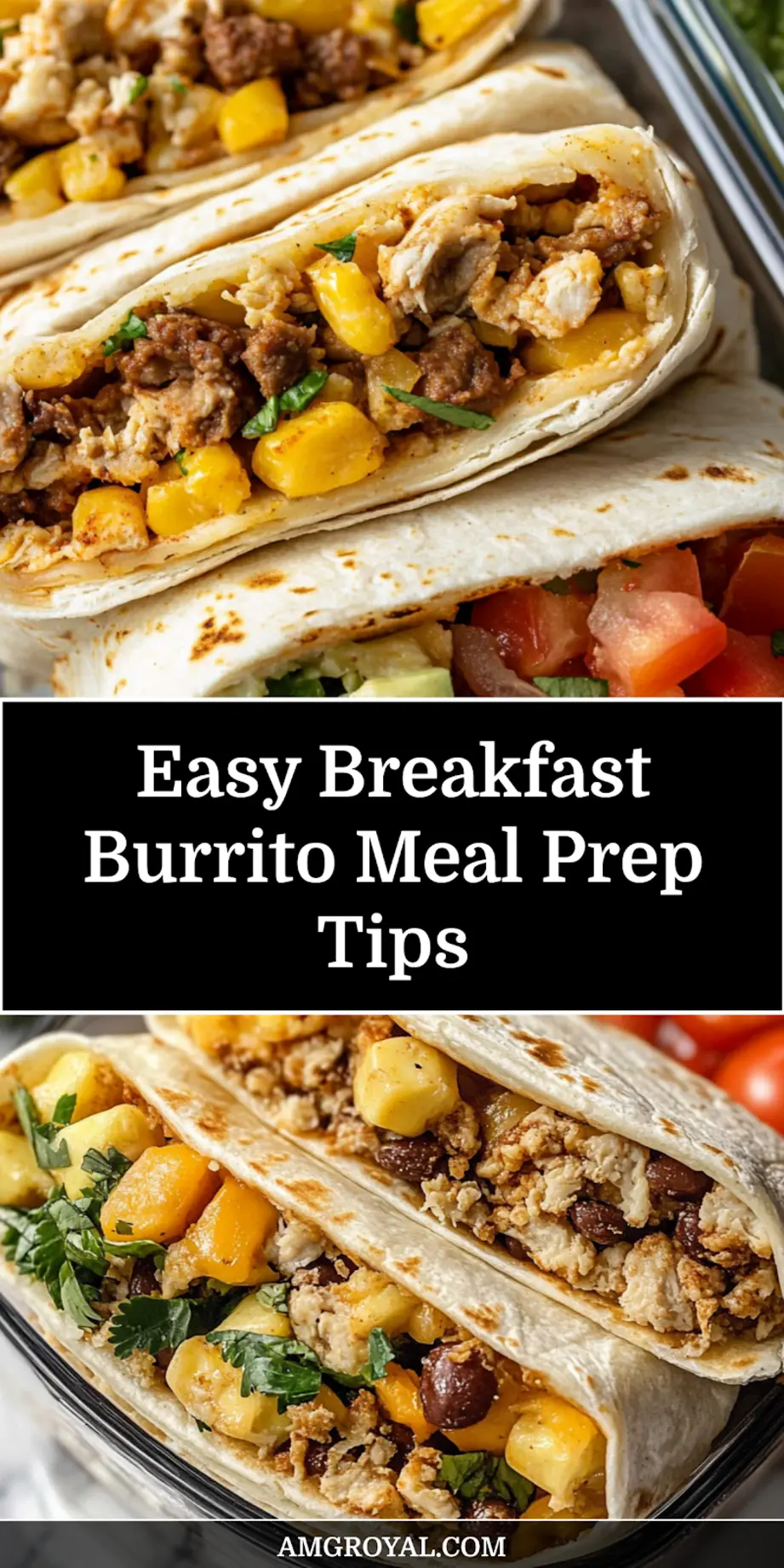 Breakfast burrito meal prep neatly wrapped and ready to eat