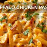 BUFFALO CHICKEN PASTA centered hero view, clean and uncluttered