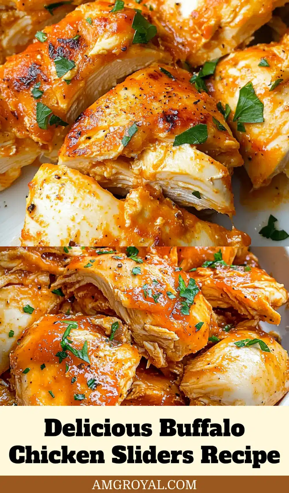 BUFFALO CHICKEN SLIDERS centered hero view, clean and uncluttered