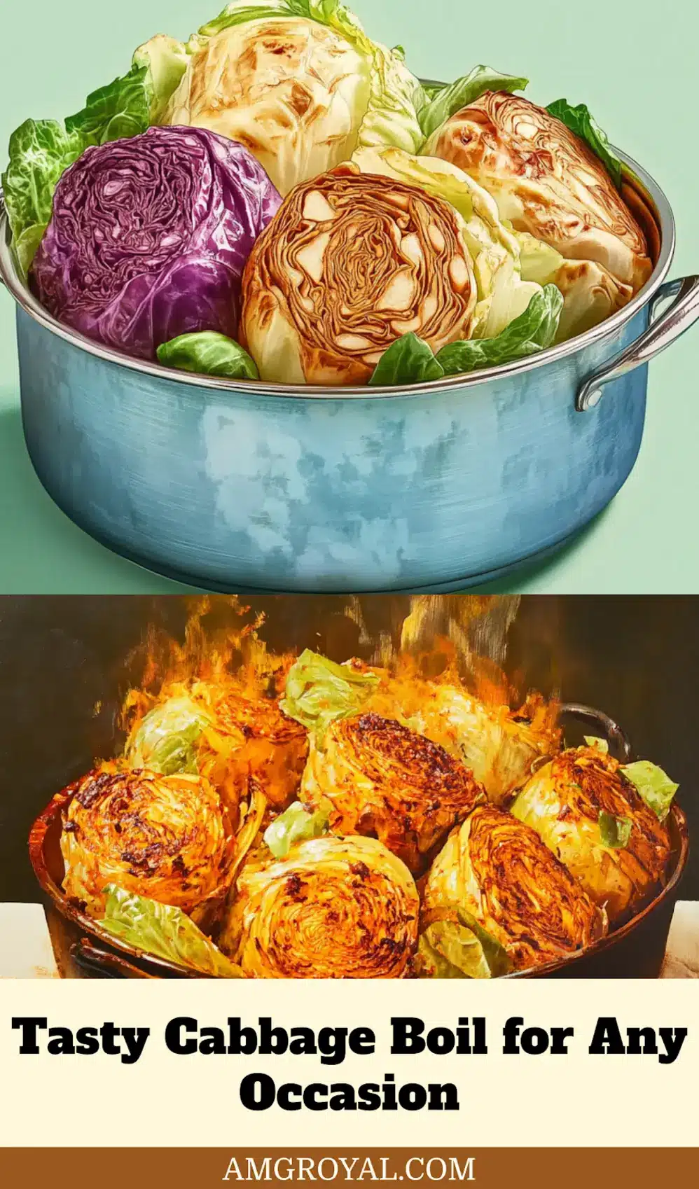 Golden cabbage boil wedges fresh from the oven