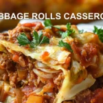 CABBAGE ROLLS CASSEROLE centered hero view, clean and uncluttered