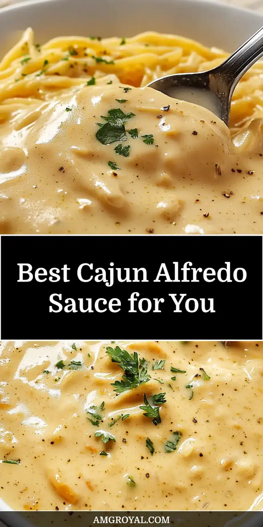 Cajun Alfredo Sauce: Irresistibly Easy Recipe 7 A delectable bowl of Cajun Alfredo sauce, garnished with fresh parsley, ready for a meal, optimized for Pinterest sharing.