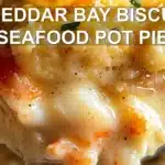 CHEDDAR BAY BISCUIT SEAFOOD POT PIE centered hero view, clean and uncluttered