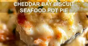 Cheddar Bay Biscuit Seafood Pot Pie: Easy Irresistible Recipe CHEDDAR BAY BISCUIT SEAFOOD POT PIE centered hero view, clean and uncluttered